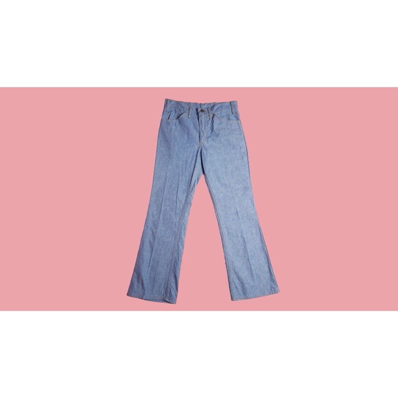 1960s-1970s JC PENNEY Cotton Blue Medium Wash Wide Leg Flared Denim Jeans. S-M - Picture 1 of 10
